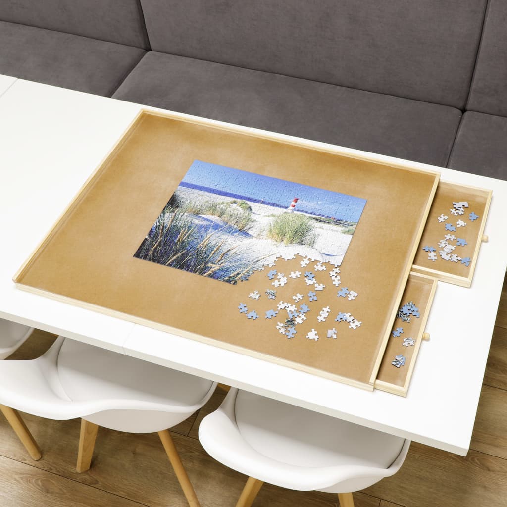 HI Puzzle Table with 4 Drawers 90x 67x4,5 cm Wood