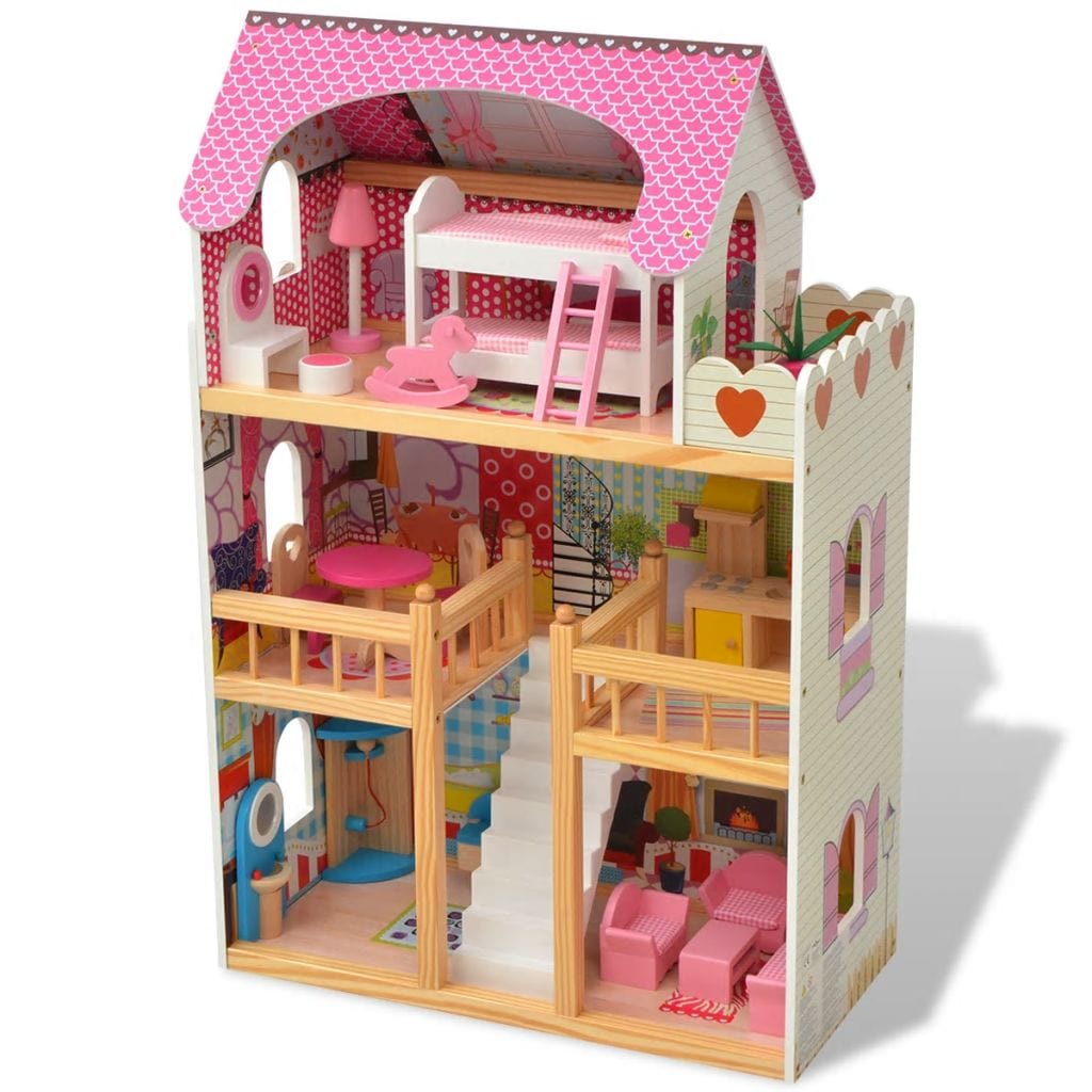3Storey Dollhouse Wood 60x30x90 cm