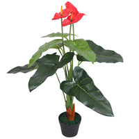 Artificial Anthurium Plant with Pot 90 cm Red and Yellow