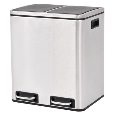 Recycling Pedal Bin Garbage Trash Bin Stainless Steel 2x15 L