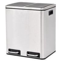 Recycling Pedal Bin Garbage Trash Bin Stainless Steel 2x15 L