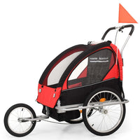 2in1 Kids' Bicycle Trailer & Stroller Black and Red