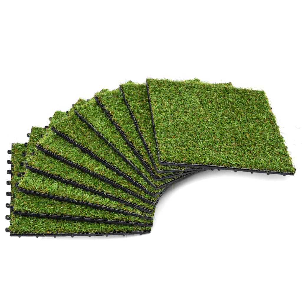 Artificial Grass Tiles 10 pcs 30x30 cm Green
