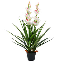 Artificial Cymbidium Orchid Plant with Pot 100 cm Green