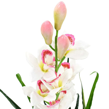 Artificial Cymbidium Orchid Plant with Pot 100 cm Green