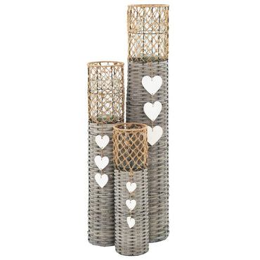 Freestanding Candle Lanterns 3 pcs Wicker