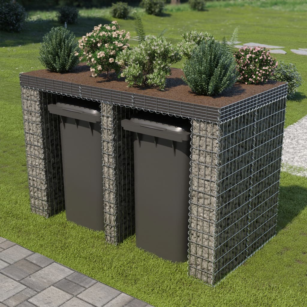Gabion Wall for Garbage Bin Galvanised Steel 190x100x130 cm