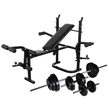 Workout Bench with Weight Rack, Barbell and Dumbbell Set 30.5kg