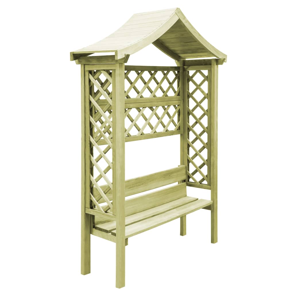 Garden Pergola with Roof and Bench Impregnated Pinewood