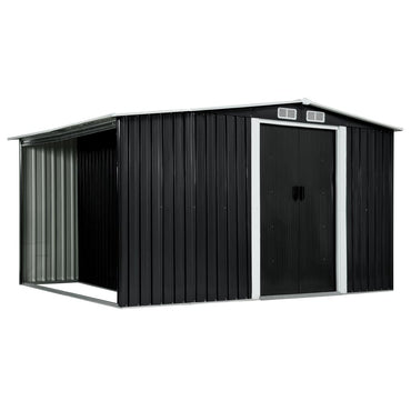 Garden Shed with Sliding Doors Anthracite 329.5x131x178 cm Steel