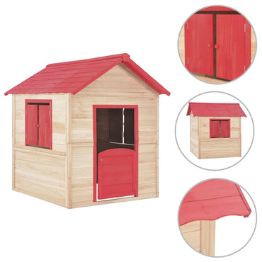 Kids Play House Fir Wood Red