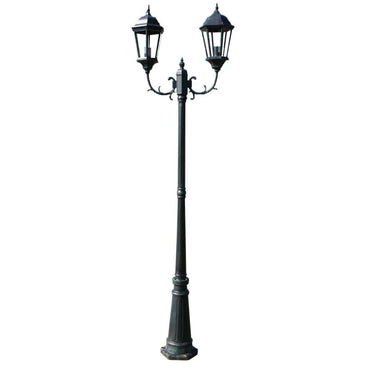 Garden Light Post 2arms 230 cm Dark Green/Black Aluminium