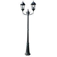 Garden Light Post 2arms 230 cm Dark Green/Black Aluminium