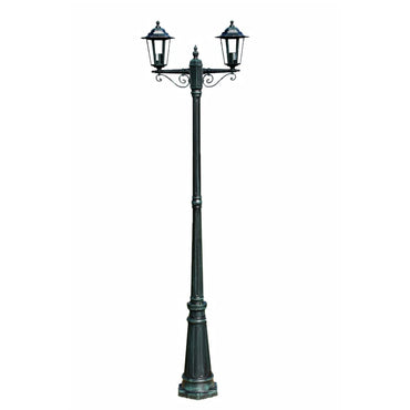 Garden Light Post 2arms 215 cm Dark Green/Black Aluminium