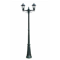 Garden Light Post 2arms 215 cm Dark Green/Black Aluminium