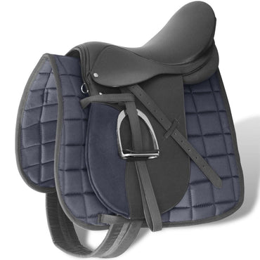 Horse Riding Saddle Set 17,5" Real leather Black 12 cm 5in1
