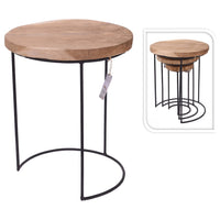 Home&Styling 3Piece Side Table Set Teak and Metal