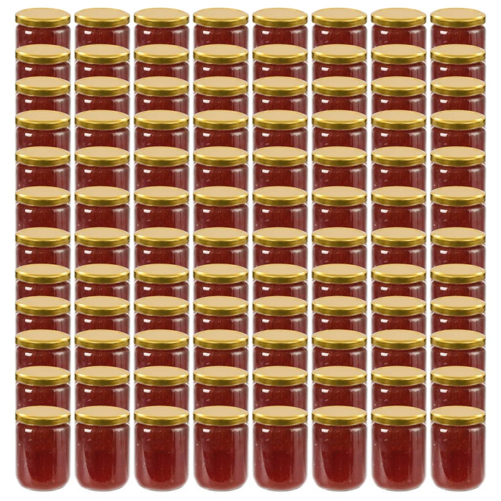 Glass Jam Jars with Gold Lid 96 pcs 230 ml