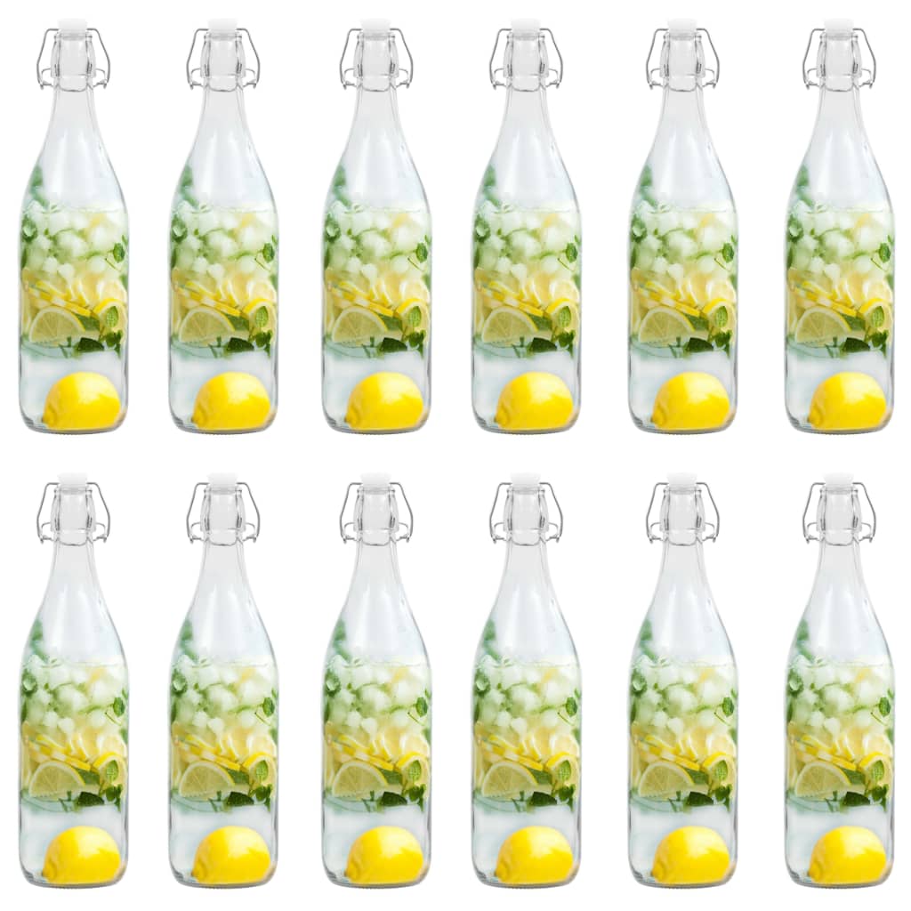 Glass Bottle with Clip Closure 12 pcs 1 L
