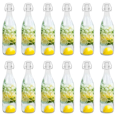 Glass Bottle with Clip Closure 12 pcs 1 L