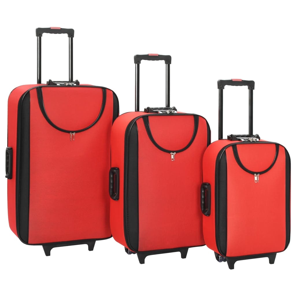 Soft Case Trolleys 3 pcs Red Oxford Fabric