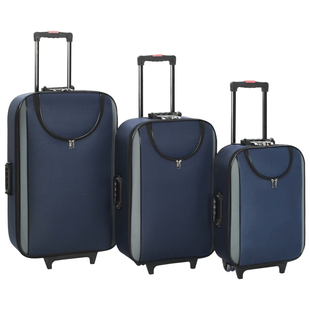 Soft Case Trolleys 3 pcs Navy Oxford Fabric