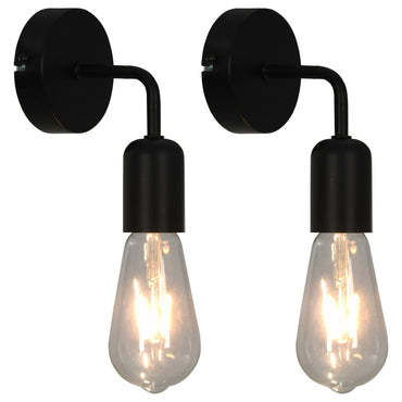 Wall Lights 2 pcs with Filament Bulbs 2 W Black E27