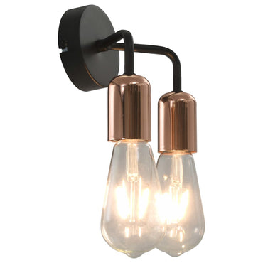 Wall Light with Filament Bulbs 2 W Black and Copper E27
