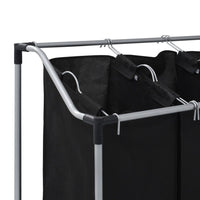 Laundry Sorter with 3 Bags Black Steel