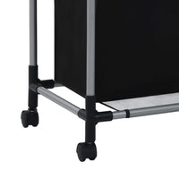 Laundry Sorter with 3 Bags Black Steel