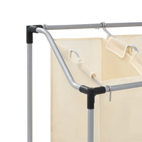 Laundry Sorter with 3 Bags Cream Steel