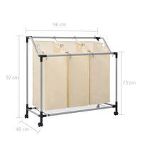 Laundry Sorter with 3 Bags Cream Steel