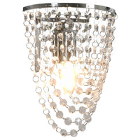 Wall Lamp with Crystal Beads Silver Oval E14 Bulb