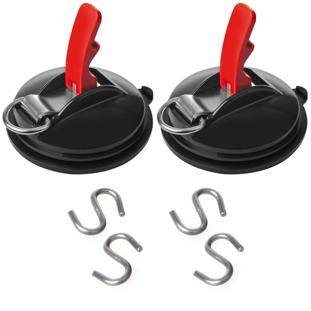 ProPlus 2 pcs Suction Cup Fasteners with Rings and 4 Shooks