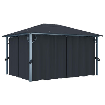 Gazebo with Curtain 400 x 300 cm Anthracite Aluminium