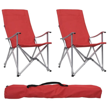 Foldable Camping Chairs 2 pcs Red