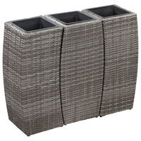 Garden Planters 3 pcs Poly Rattan Grey