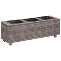 Garden Planter with 3 Pots 100x30x36 cm Poly Rattan Grey