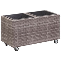 Garden Planter with 2 Pots 60x30x36 cm Poly Rattan Grey