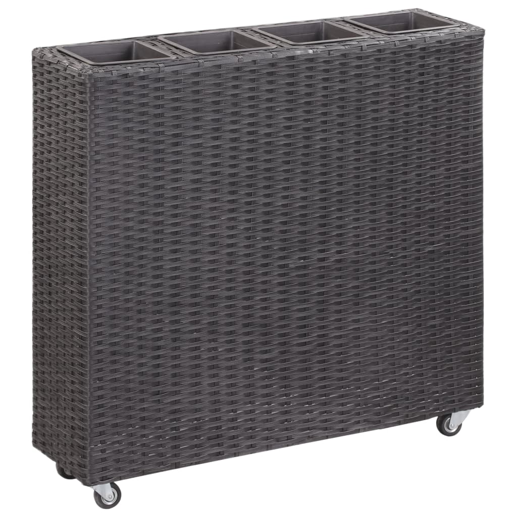 Garden Planter with 4 Pots 80x22x79 cm Poly Rattan Black