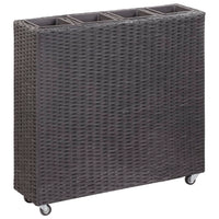 Garden Planter with 4 Pots 80x22x79 cm Poly Rattan Black
