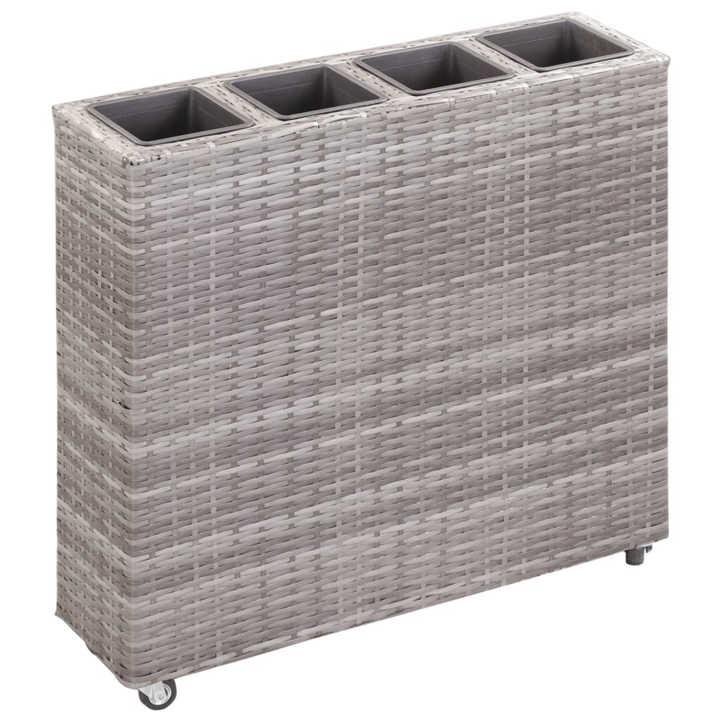 Garden Planter with 4 Pots 80x22x79 cm Poly Rattan Grey
