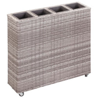 Garden Planter with 4 Pots 80x22x79 cm Poly Rattan Grey