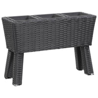Garden Planter with Legs and 3 Pots 72x25x50 cm Poly Rattan Black