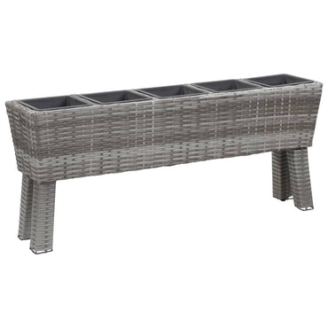 Garden Planter with Legs and 5 Pots 118x25x50 cm Poly Rattan Grey