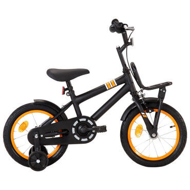 Kids Bike with Front Carrier 14 inch Black and Orange