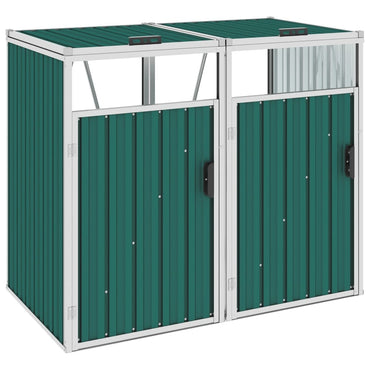 Double Garbage Bin Shed Green 143x81x121 cm Steel