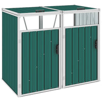 Double Garbage Bin Shed Green 143x81x121 cm Steel