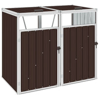 Double Garbage Bin Shed Brown 143x81x121 cm Steel