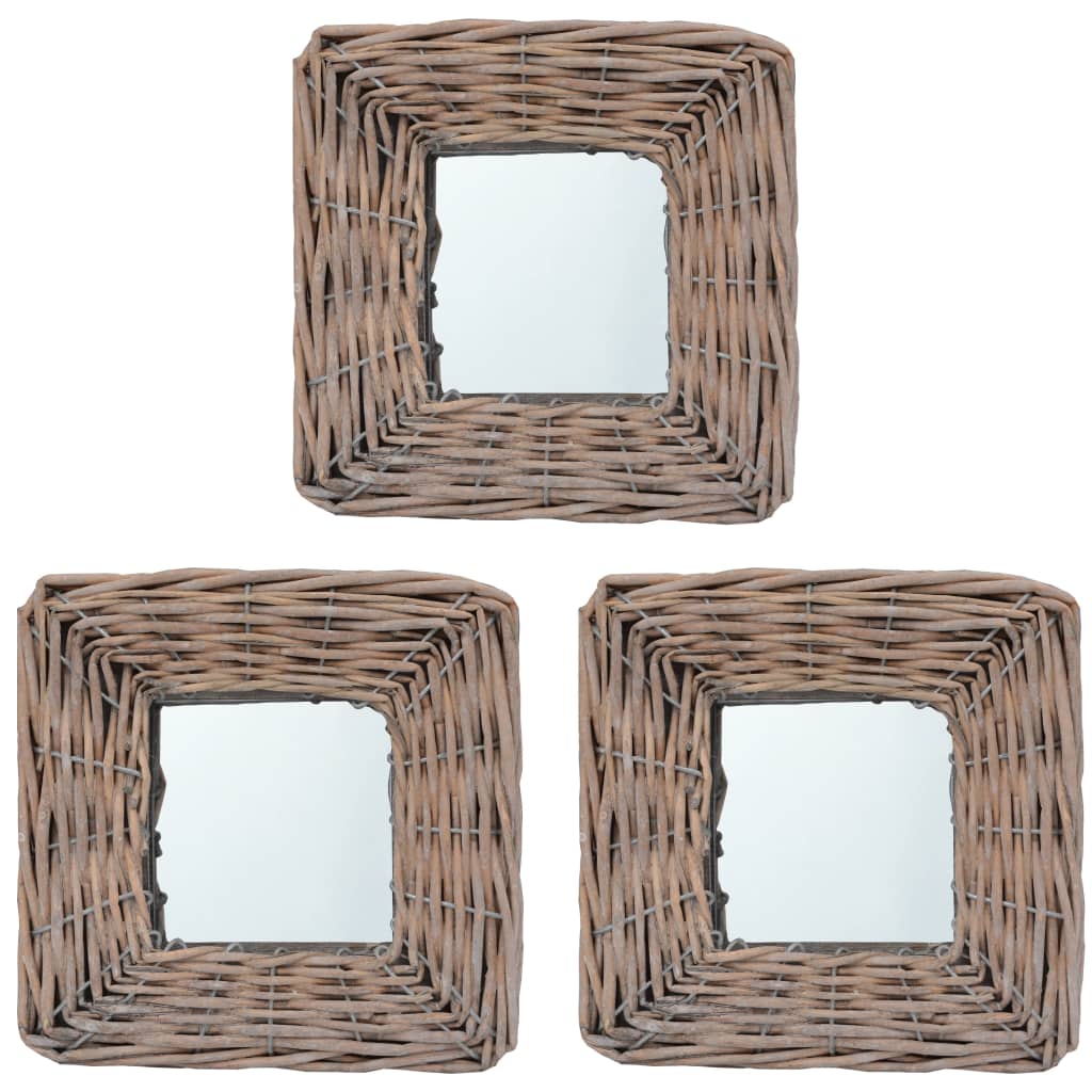 Mirrors 3 pcs 15x15 cm Wicker